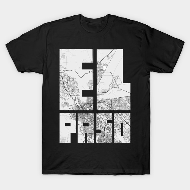 El Paso, USA City Map Typography - Light T-Shirt by deMAP Studio